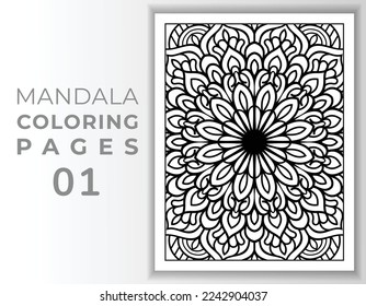 Mandala Coloring Pages Pattern Art For KDP Interior, Adult Mandala Coloring Pages	