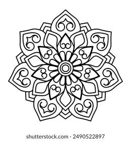Vector para colorear Mandala, libro para colorear mandala fácil para niños y adultos, diseño para una camisa de Fondo de pantalla y etiqueta engomada de azulejos, fondo blanco