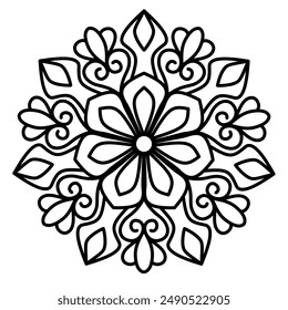Mandala coloring pages vector, easy mandala coloring book for kids and adults, design for a wallpaper paint shirt and tile sticker, white background