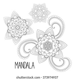 Mandala coloring  sheets. Abstract floral elements in mehndi indian style