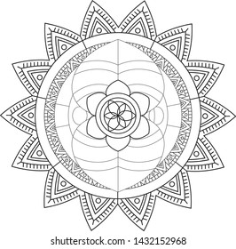 mandala coloring symbol yoga vector illustration