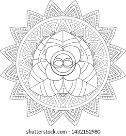 mandala coloring symbol yoga vector illustration