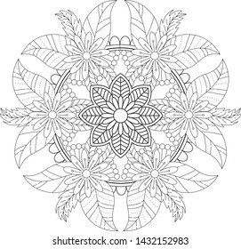 mandala coloring symbol yoga vector illustration