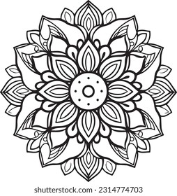 Mandala, colouring book for kids, vector illustration	
