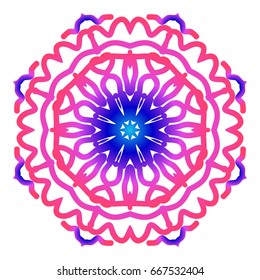 mandala. creative anti-stress ornament. vector illustration blue, purple color.