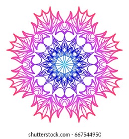 mandala. creative anti-stress ornament. vector illustration blue, purple color.