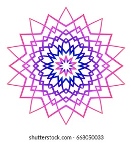 mandala. creative anti-stress ornament. vector illustration blue, purple color.