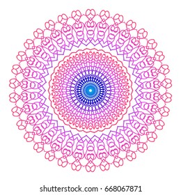mandala. creative anti-stress ornament. vector illustration blue, purple color.