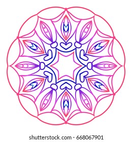 mandala. creative anti-stress ornament. vector illustration blue, purple colors. 