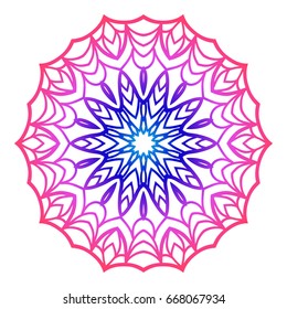 mandala. creative anti-stress ornament. vector illustration blue, purple colors. 
