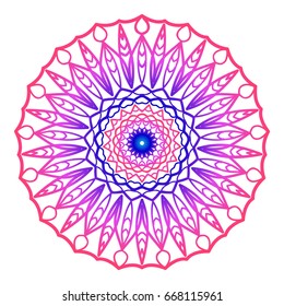 mandala. creative anti-stress ornament. vector illustration blue, purple color.
