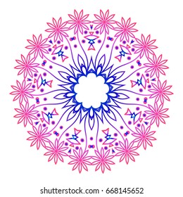 mandala. creative anti-stress ornament. vector illustration blue, purple color.