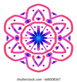 mandala. creative anti-stress ornament. vector illustration blue, purple color.