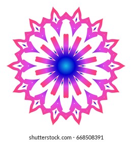 mandala. creative anti-stress ornament. vector illustration blue, purple color.