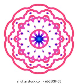 mandala. creative anti-stress ornament. vector illustration blue, purple color.