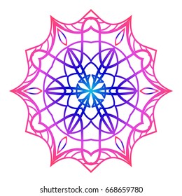 mandala. creative anti-stress ornament. vector illustration blue, purple color.