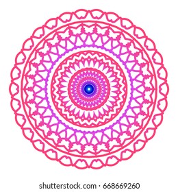 mandala. creative anti-stress ornament. vector illustration blue, purple color.