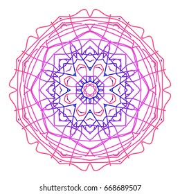 mandala. creative anti-stress ornament. vector illustration blue, purple color.