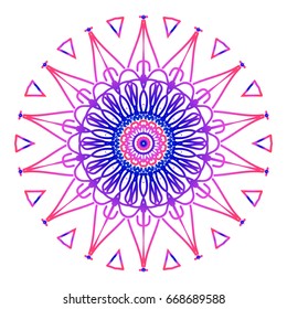 mandala. creative anti-stress ornament. vector illustration blue, purple color.