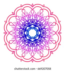 mandala. creative anti-stress ornament. vector illustration blue, purple color.