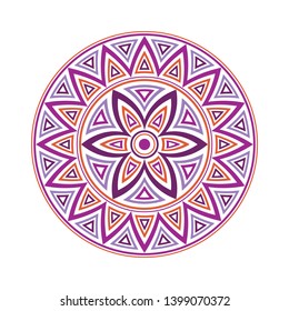Mandala. Creative circular ornament. Round symmetrical pattern. Vintage decorative elements. Ethnic oriental pattern. Ottoman motifs. Tattoo design. Vector colorful illustration.