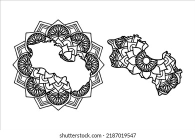 Mandala cut file creative silhouettes set on white background. Map of Armenia