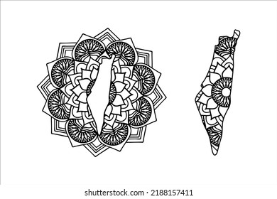Mandala cut file creative silhouettes set on white background. Map of Israel