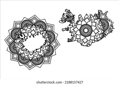 Mandala cortó el archivo de siluetas creativas sobre fondo blanco. Mapa de Islandia