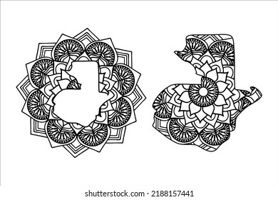 Mandala cut file creative silhouettes set on white background. Map of Guatemala
