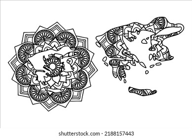 Mandala cut file creative silhouettes set on white background. Map of Greece