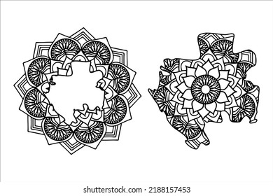 Mandala cut file creative silhouettes set on white background. Map of Gabon