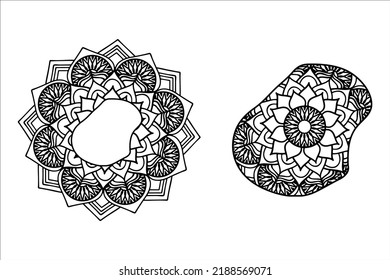 Mandala cut file creative silhouettes set on white background. Map of Nauru