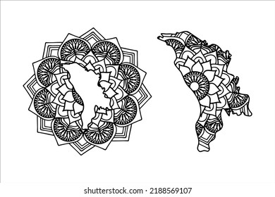 Mandala cut file creative silhouettes set on white background. Map of Moldova