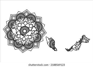 Mandala cut file creative silhouettes set on white background. Map of Malaysia