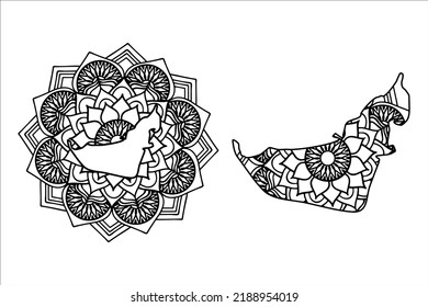 Mandala cut file creative silhouettes set on white background. Map of United Arab Emirates