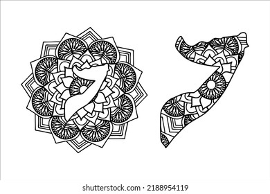 Mandala cut file creative silhouettes set on white background. Map of Somalia