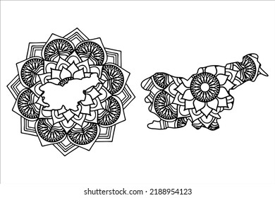 Mandala cut file creative silhouettes set on white background. Map of Slovenia