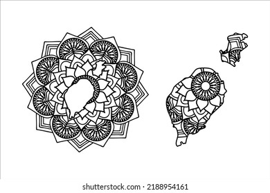 Mandala cut file creative silhouettes set on white background. Map of Sao Tome