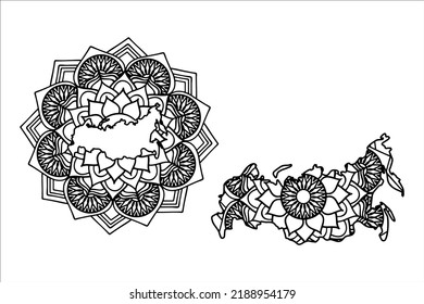 Mandala cortó el archivo de siluetas creativas sobre fondo blanco. Mapa de Rusia
