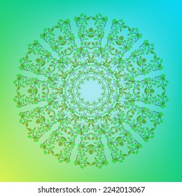 Mandala con fondo de malla de gradiente cian y amarillo 