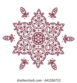 Mandala, decor element, print for tablecloth, image for printing on clothes, lining fabric, complex pattern. Linear vector pattern. Flower tattoo. Magic images. Fashion Print for clothes. Sublimation.