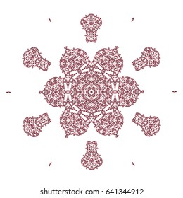 Mandala, decor element, print for tablecloth, image for printing on clothes, lining fabric, complex pattern. Linear vector pattern. Flower tattoo. Magic images. Fashion Print for clothes. Sublimation.