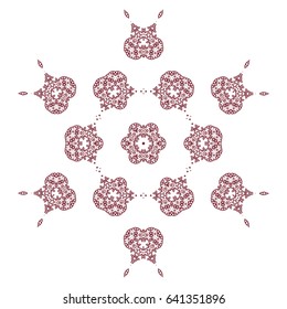 Mandala, decor element, print for tablecloth, image for printing on clothes, lining fabric, complex pattern. Linear vector pattern. Flower tattoo. Magic images. Fashion Print for clothes. Sublimation.