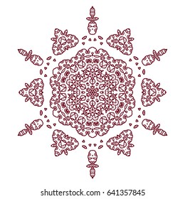 Mandala, decor element, print for tablecloth, image for printing on clothes, lining fabric, complex pattern. Linear vector pattern. Flower tattoo. Magic images. Fashion Print for clothes. Sublimation.