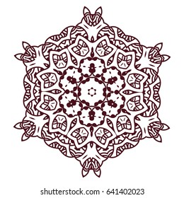 Mandala, decor element, print for tablecloth, image for printing on clothes, lining fabric, complex pattern. Linear vector pattern. Flower tattoo. Magic images. Fashion Print for clothes. Sublimation.