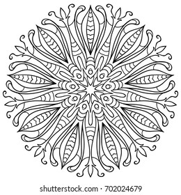 mandala. Decor for your design, lace ornament, round pattern with lots of details. Oriental style, floral black pattern, isolated on white background. Circle lace ornament. coloring for adults