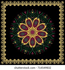 mandala. Decor for your design, lace ornament, round pattern with lots of details. Oriental style, floral pattern. Circle lace ornament. coloring for adults. cover. yoga ornament. vintage pattern
