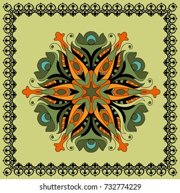 mandala. Decor for your design, lace ornament, round pattern with lots of details. Oriental style, floral pattern. Circle lace ornament. coloring for adults. cover. yoga ornament. vintage pattern