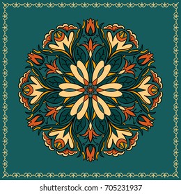 mandala. Decor for your design, round pattern with lots of details. Oriental style, floral pattern. Circle lace ornament. traditional ornament. Fashionable design for decoration