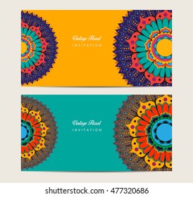 Mandala decorated invitations vector illustration